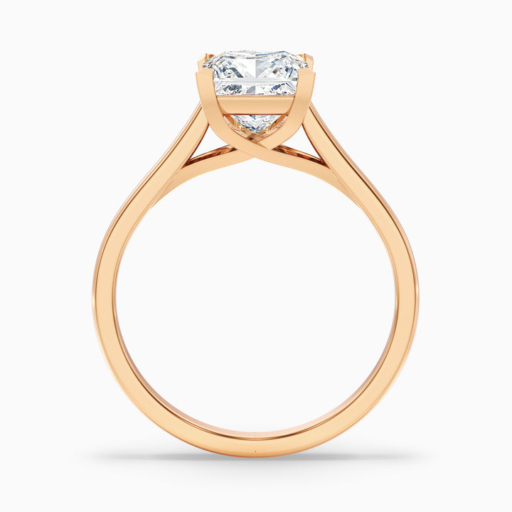 Amaya 4 Carat Princess Cut Solitaire Lab Grown Diamond Ring in 14k Rose Gold - Side View