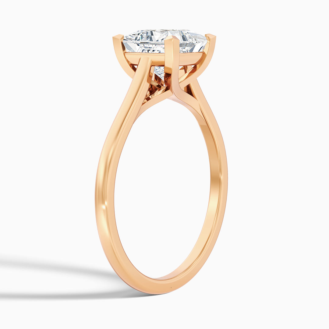 Amaya 1.5 Carat Princess Cut Solitaire Lab Grown Diamond Ring in 10k Rose Gold - Detail View