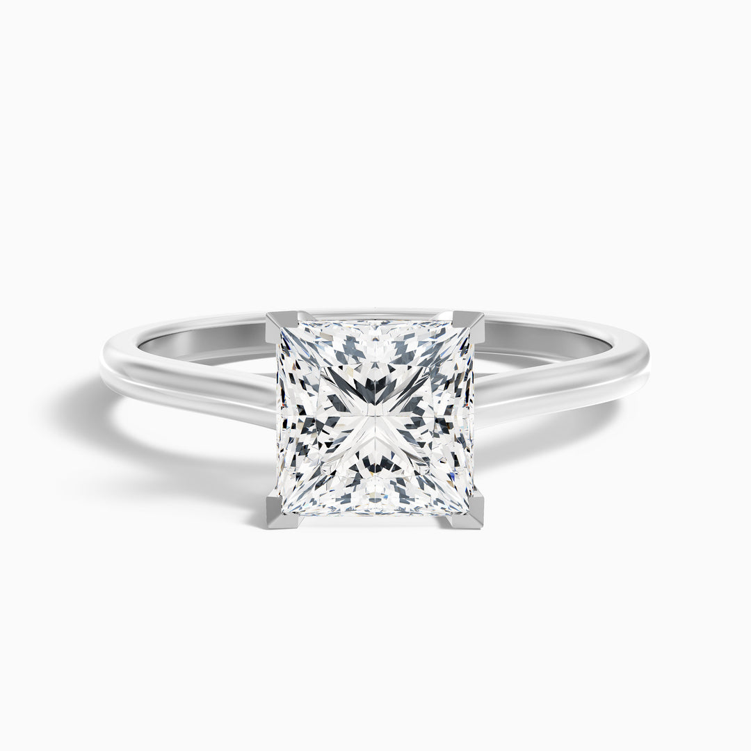 Amaya 1.5 Carat Princess Cut Solitaire Lab Grown Diamond Ring in Platinum - Front View