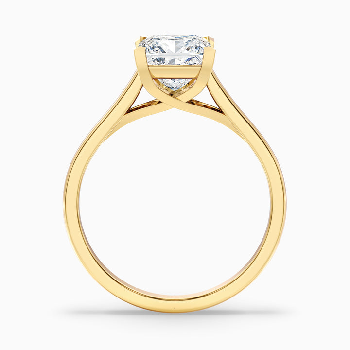 Amaya 4 Carat Princess Cut Solitaire Lab Grown Diamond Ring in Platinum - Side View
