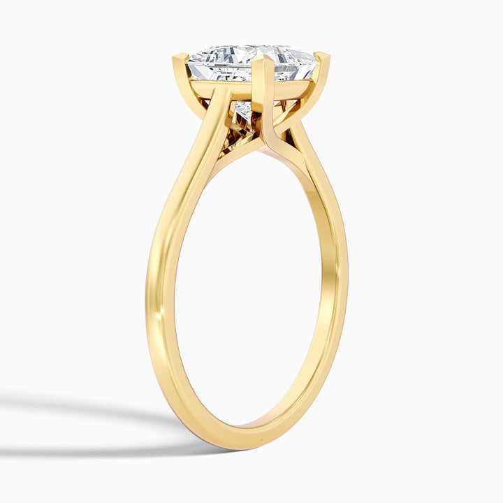 Amaya 4.5 Carat Princess Cut Solitaire Lab Grown Diamond Ring in 10k Yellow Gold - Detail View