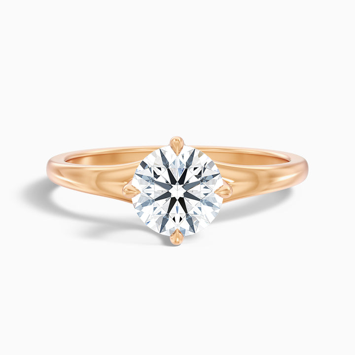 Nelli 3 Carat Round Cut Solitaire Lab Grown Diamond Ring in 14k Yellow Gold - Front View