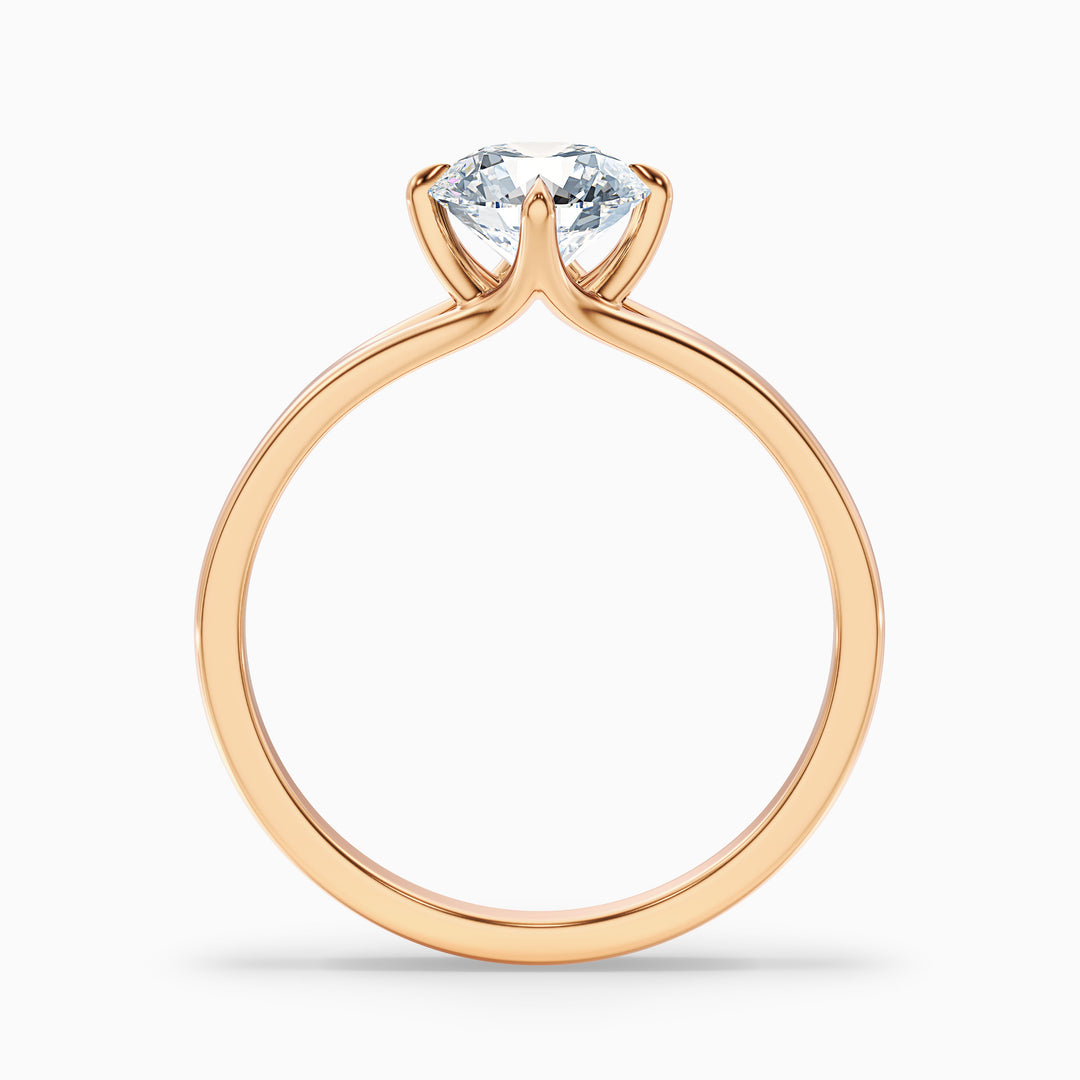 Nelli 3 Carat Round Cut Solitaire Lab Grown Diamond Ring in 18k Rose Gold - Side View