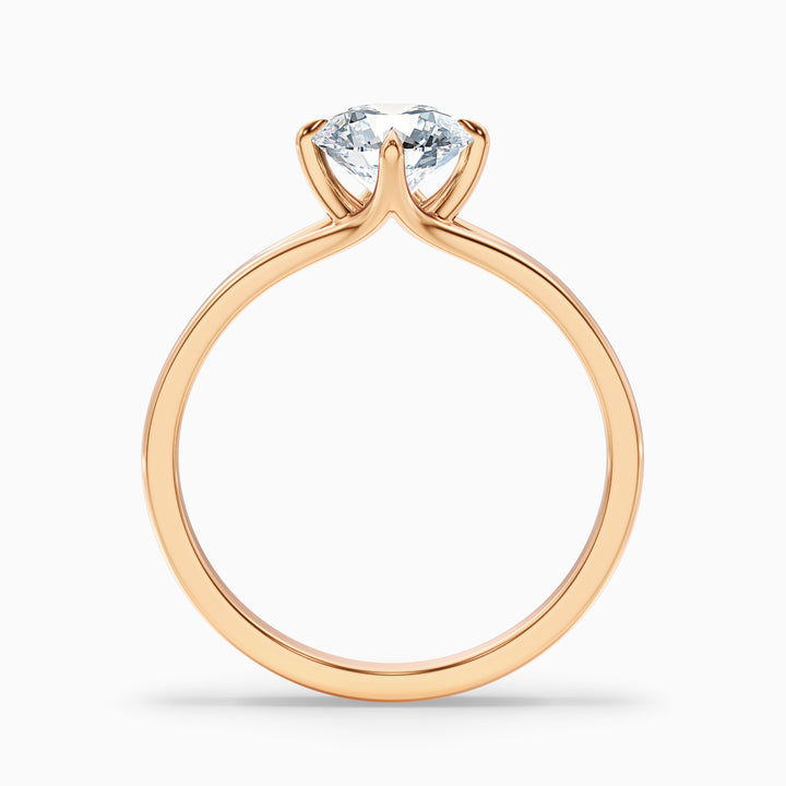 Nelli 3.5 Carat Round Cut Solitaire Lab Grown Diamond Ring in 10k Yellow Gold - Side View