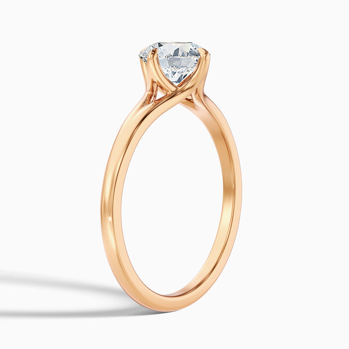 Nelli 3 Carat Round Cut Solitaire Lab Grown Diamond Ring in 10k Yellow Gold - Detail View