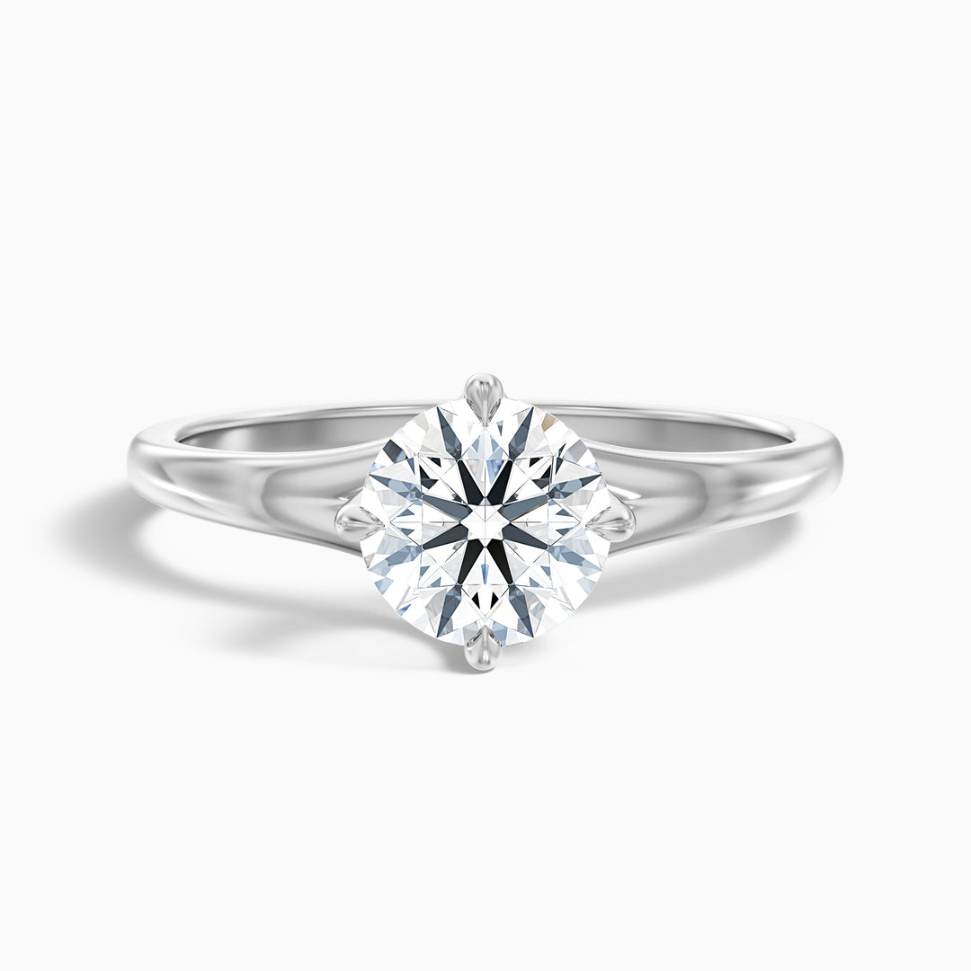 ally 8 carat round cut solitaire moissanite engagement ring in 18k white gold -  Front View