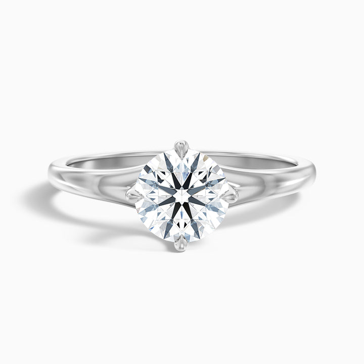 ally 8 carat round cut solitaire moissanite engagement ring in 14k white gold -  Front View
