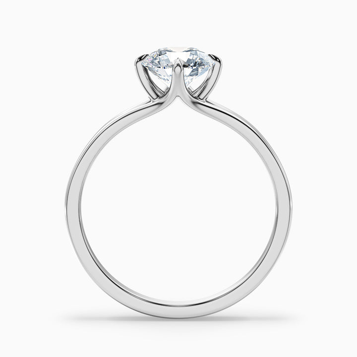 Nelli 2 Carat Round Cut Solitaire Lab Grown Diamond Ring in 18k White Gold - Side View