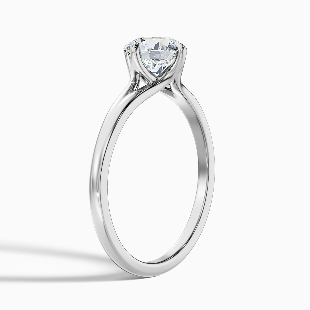 ally 8 carat round cut solitaire moissanite engagement ring in 14k white gold -  Detail View