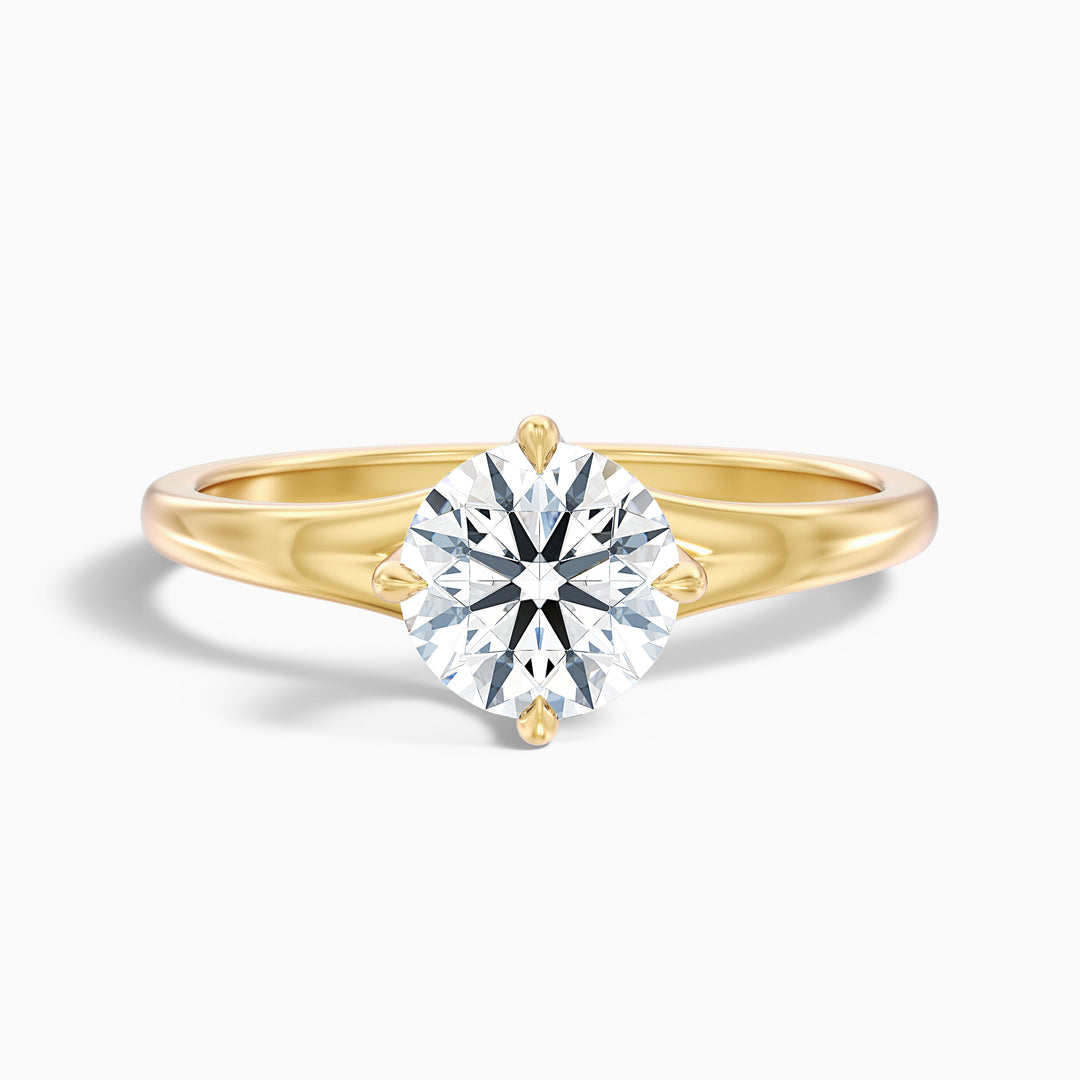 Nelli 3 Carat Round Cut Solitaire Lab Grown Diamond Ring in 10k Yellow Gold - Front View