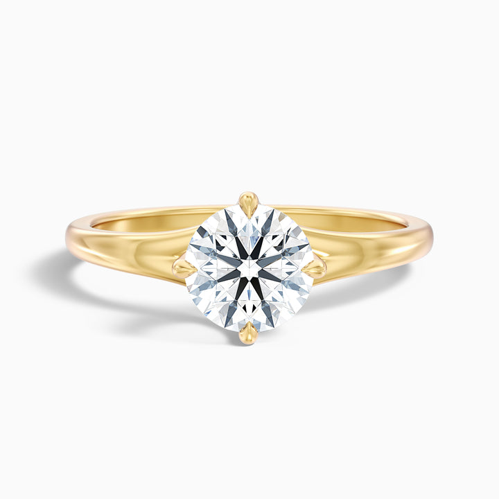 ally 6 carat round cut solitaire moissanite engagement ring in 10k yellow gold -  Front View