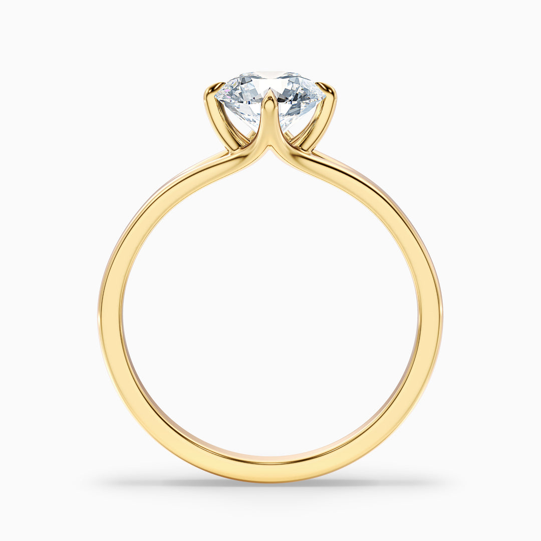 Nelli 1.5 Carat Round Cut Solitaire Lab Grown Diamond Ring in 18k Yellow Gold - Side View