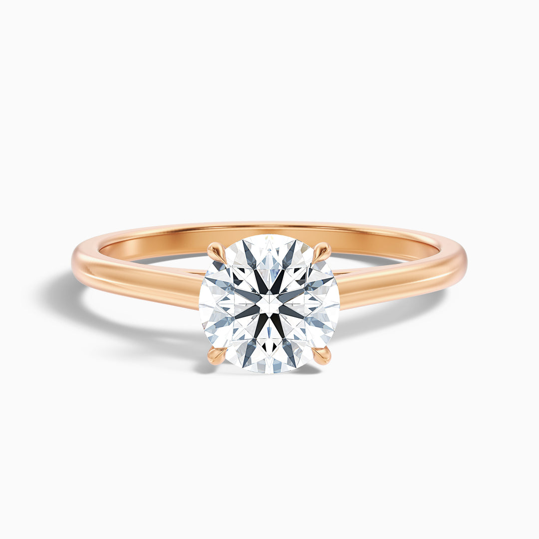 Anika 1 Carat Round Cut Solitaire Lab Grown Diamond Ring in 18k White Gold - Front View
