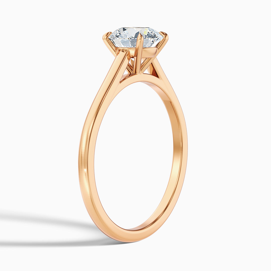 Anika 1 Carat Round Cut Solitaire Lab Grown Diamond Ring in 18k White Gold - Detail View