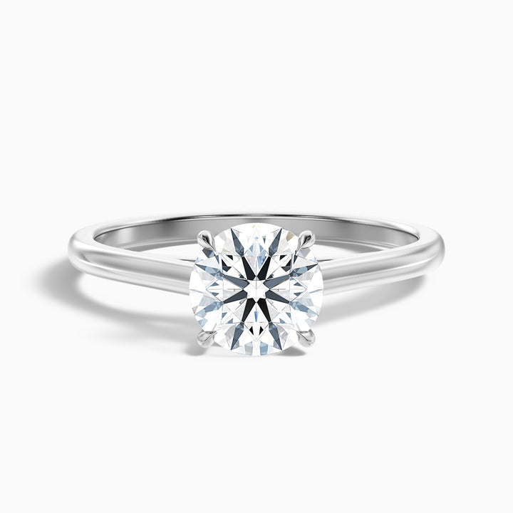 Anika 1 Carat Round Cut Solitaire Lab Grown Diamond Ring in 18k White Gold - Front View