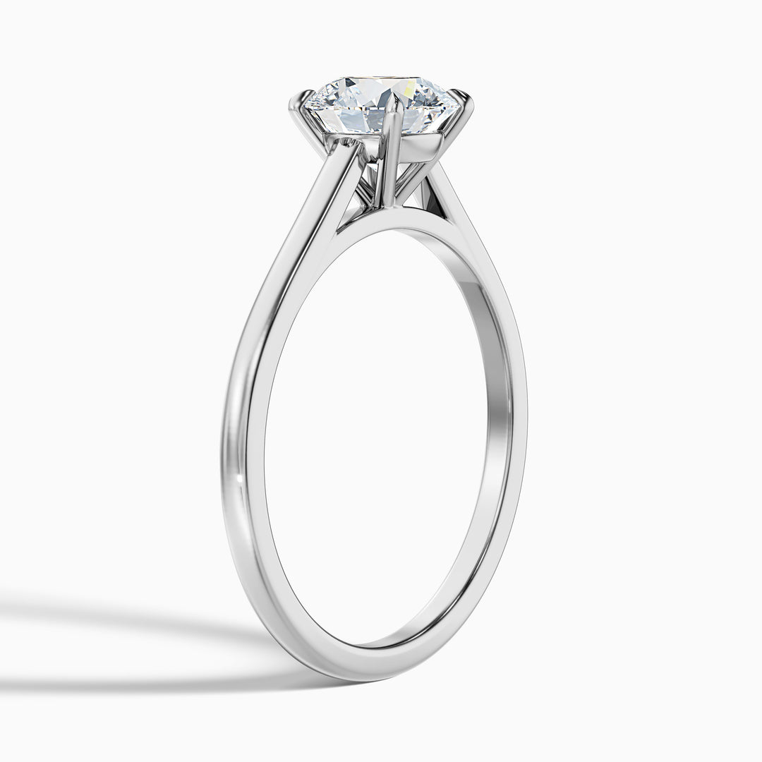 Anika 1 Carat Round Cut Solitaire Lab Grown Diamond Ring in 18k White Gold - Detail View
