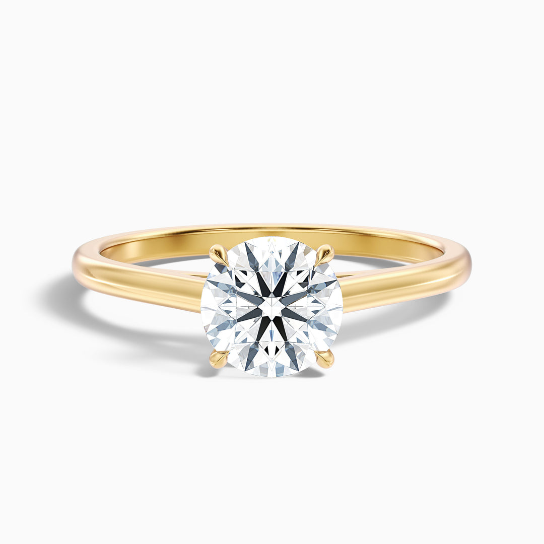 Anika 4.5 Carat Round Cut Solitaire Lab Grown Diamond Ring in 18k Yellow Gold - Front View