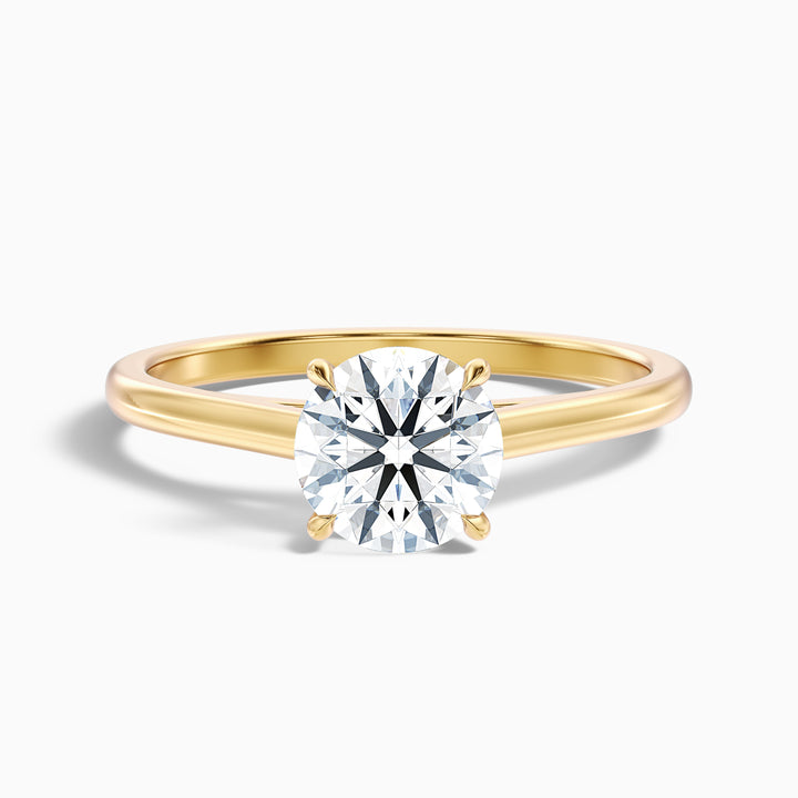 Anika 1 Carat Round Cut Solitaire Lab Grown Diamond Ring in 18k White Gold - Front View