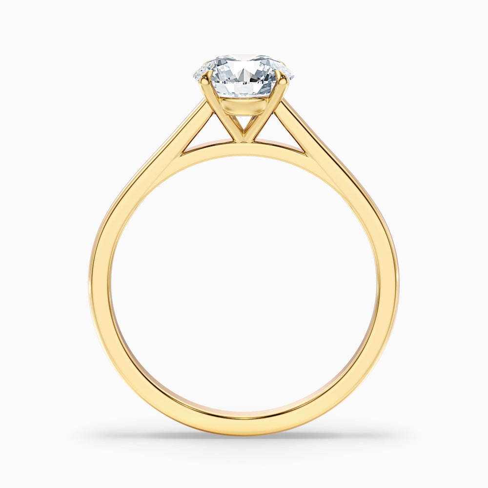 Anika 1 Carat Round Cut Solitaire Lab Grown Diamond Ring in 10k Yellow Gold - Side View