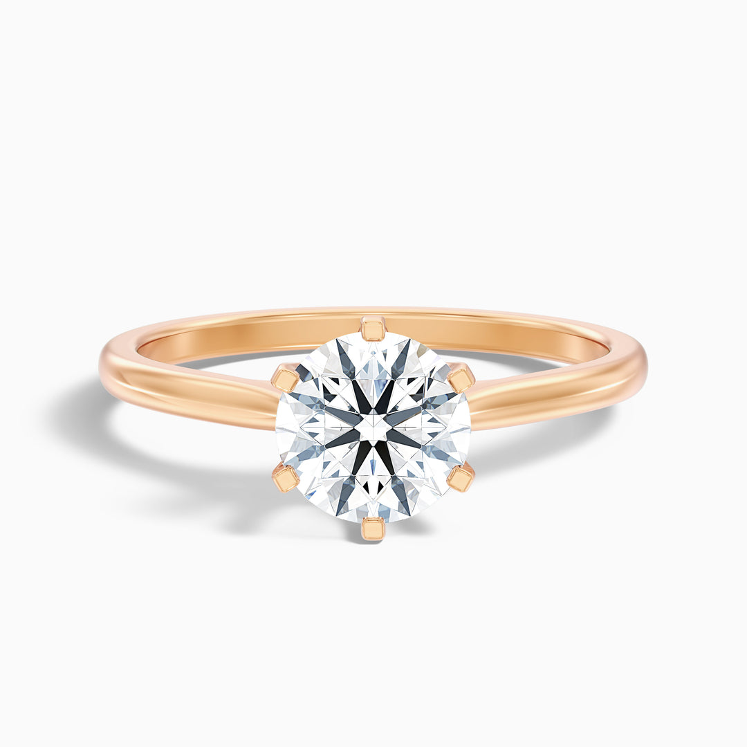 Amy 3.5 Carat Round Solitaire Lab Grown Diamond Ring in 10k Yellow Gold - Front View