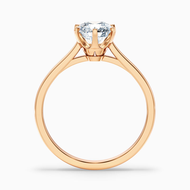 Amy 3 Carat Round Solitaire Lab Grown Diamond Ring in 18k Rose Gold - Side View