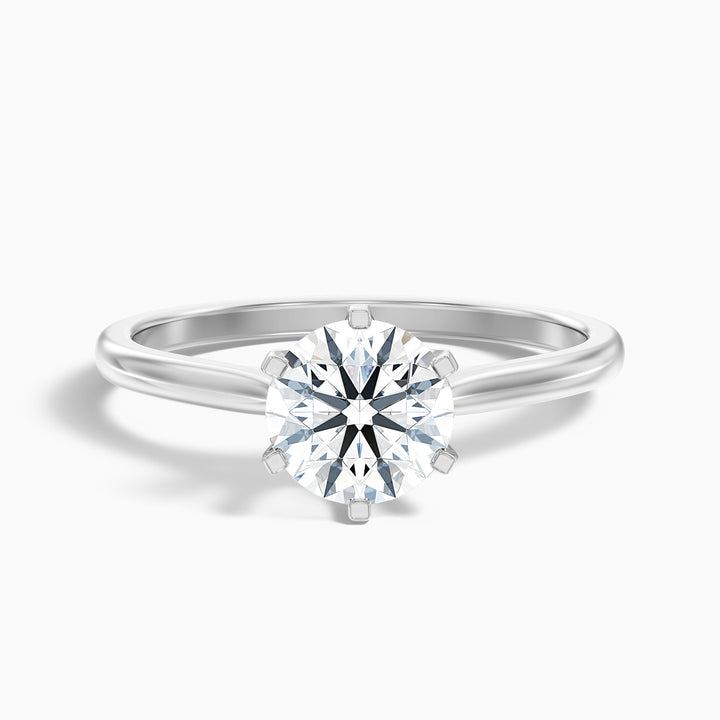 Amy 5 Carat Round Solitaire Lab Grown Diamond Ring in 10k White Gold - Front View