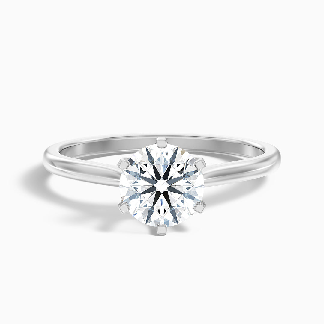 Amy 1 Carat Round Solitaire Lab Grown Diamond Ring in 10k White Gold - Front View