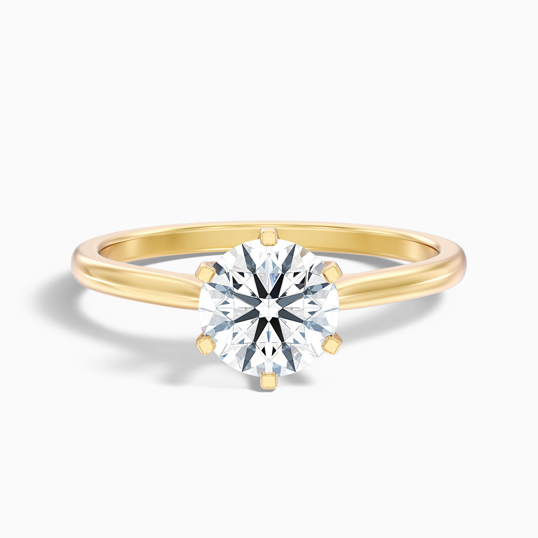 Amy 3 Carat Round Solitaire Lab Grown Diamond Ring in 18k White Gold - Front View