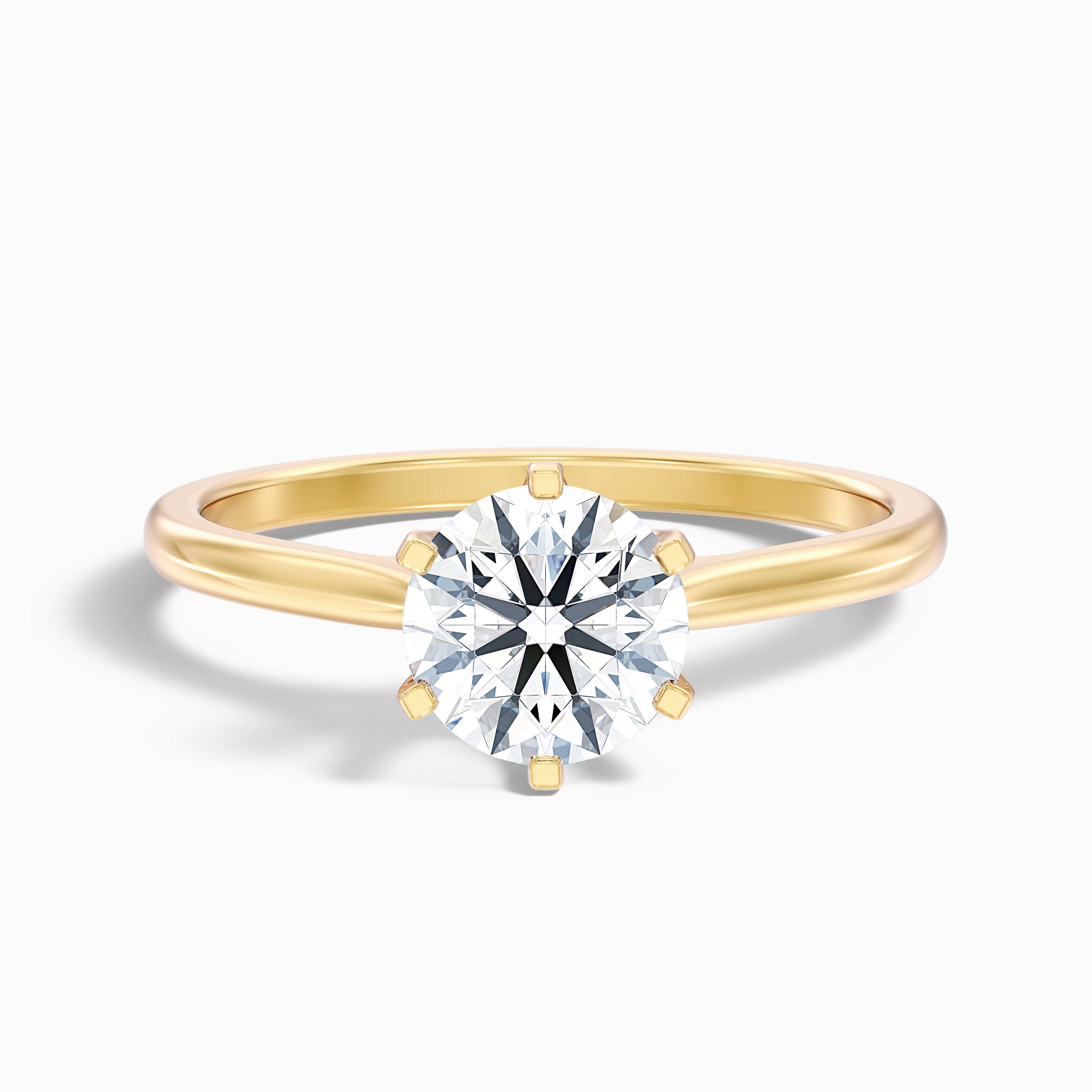 Amy 1 Carat Round Solitaire Lab Grown Diamond Ring in 14k Yellow Gold