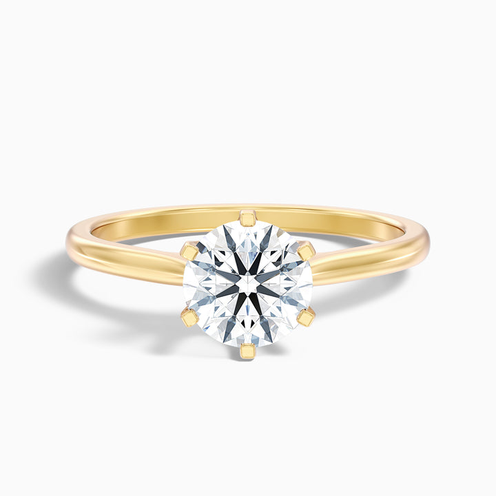 Amy 2.5 Carat Round Solitaire Lab Grown Diamond Ring in 10k Yellow Gold - Front View