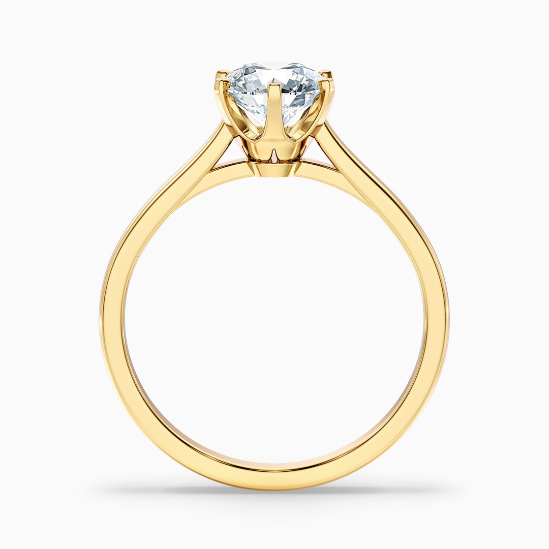 Amy 4 Carat Round Solitaire Lab Grown Diamond Ring in 14k Yellow Gold - Side View