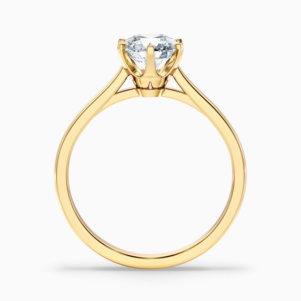 Amy 1 Carat Round Solitaire Lab Grown Diamond Ring in 10k Yellow Gold - Side View