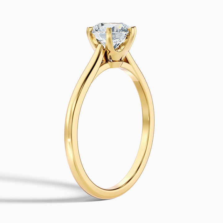 Amy 4.5 Carat Round Solitaire Lab Grown Diamond Ring in 18k Yellow Gold - Detail View