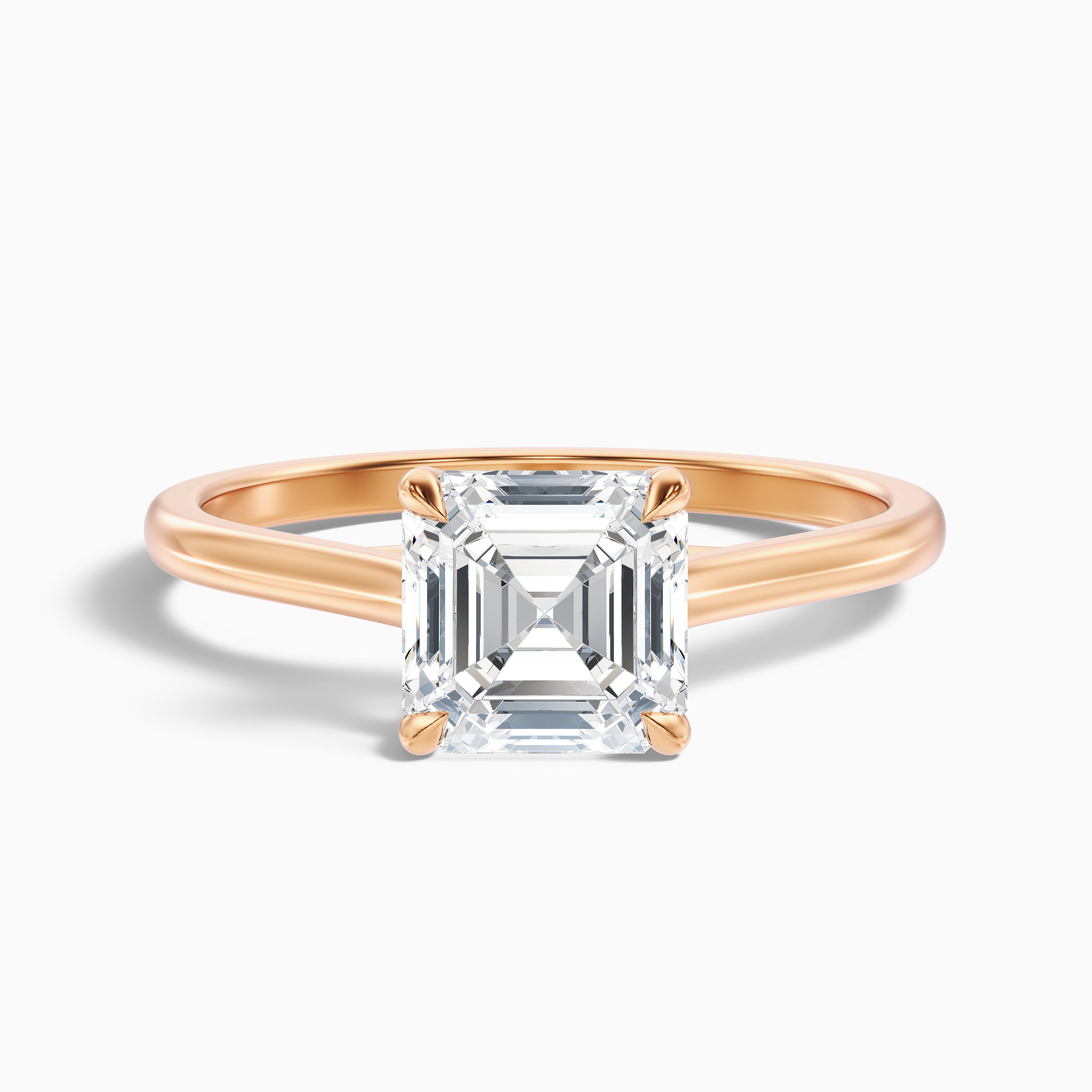 Ada 1.5 Carat Asscher Cut Solitaire Moissanite Engagement Ring in 10k Rose Gold