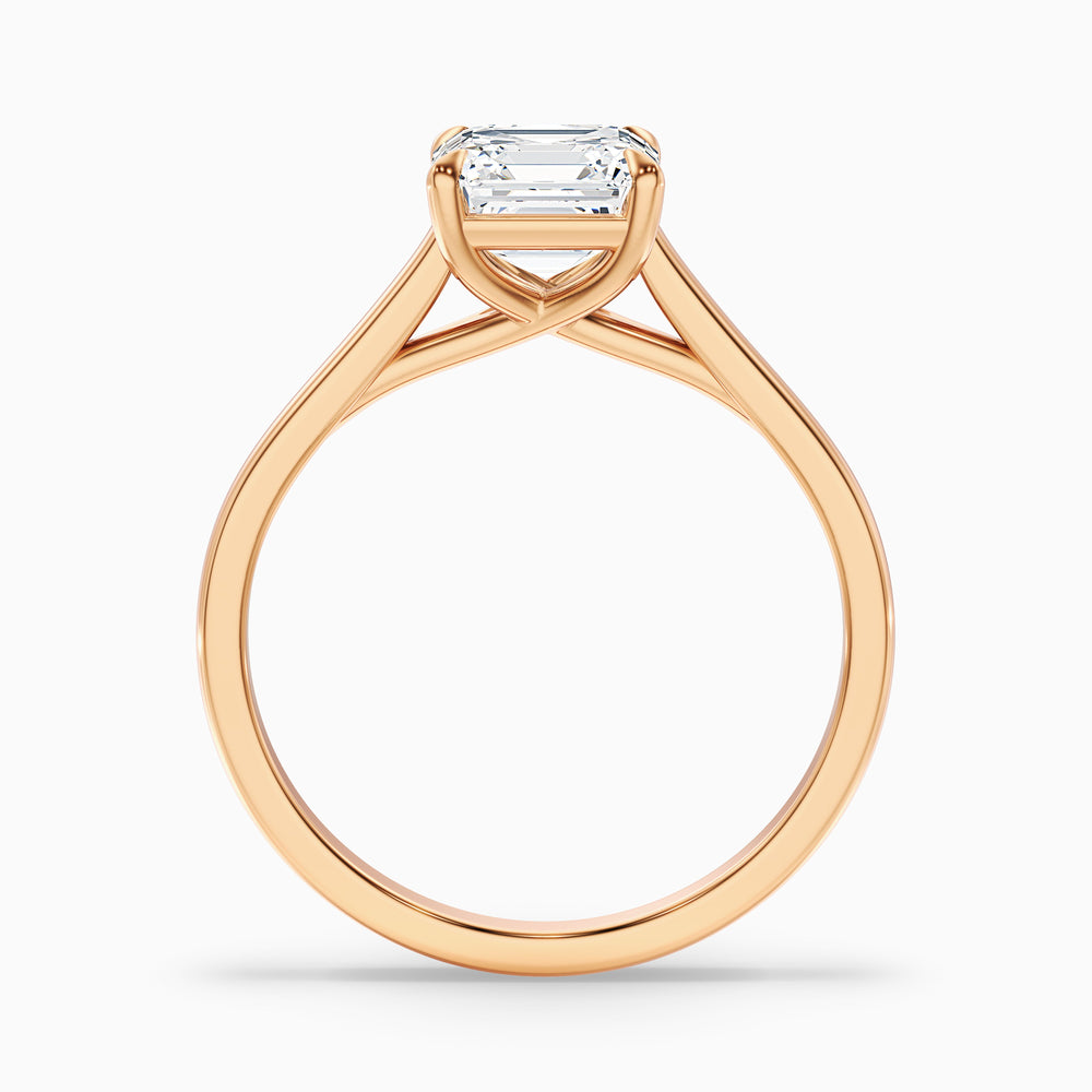 April 3 Carat Asscher Cut Solitaire Lab Grown Diamond Ring in 10k Rose Gold - Side View