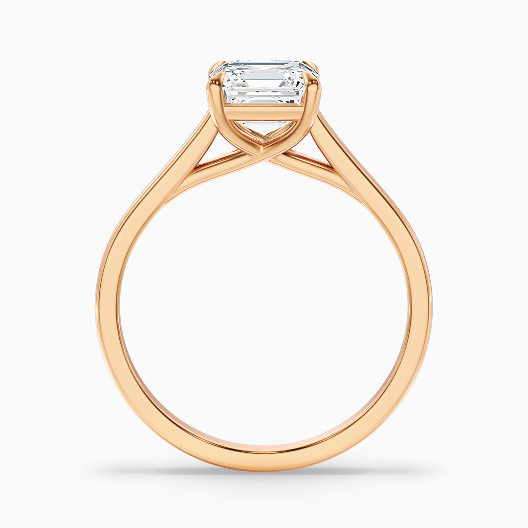 April 2 Carat Asscher Cut Solitaire Lab Grown Diamond Ring in 14k Rose Gold - Side View