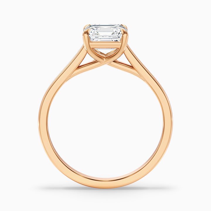 April 2 Carat Asscher Cut Solitaire Lab Grown Diamond Ring in 14k Rose Gold - Side View