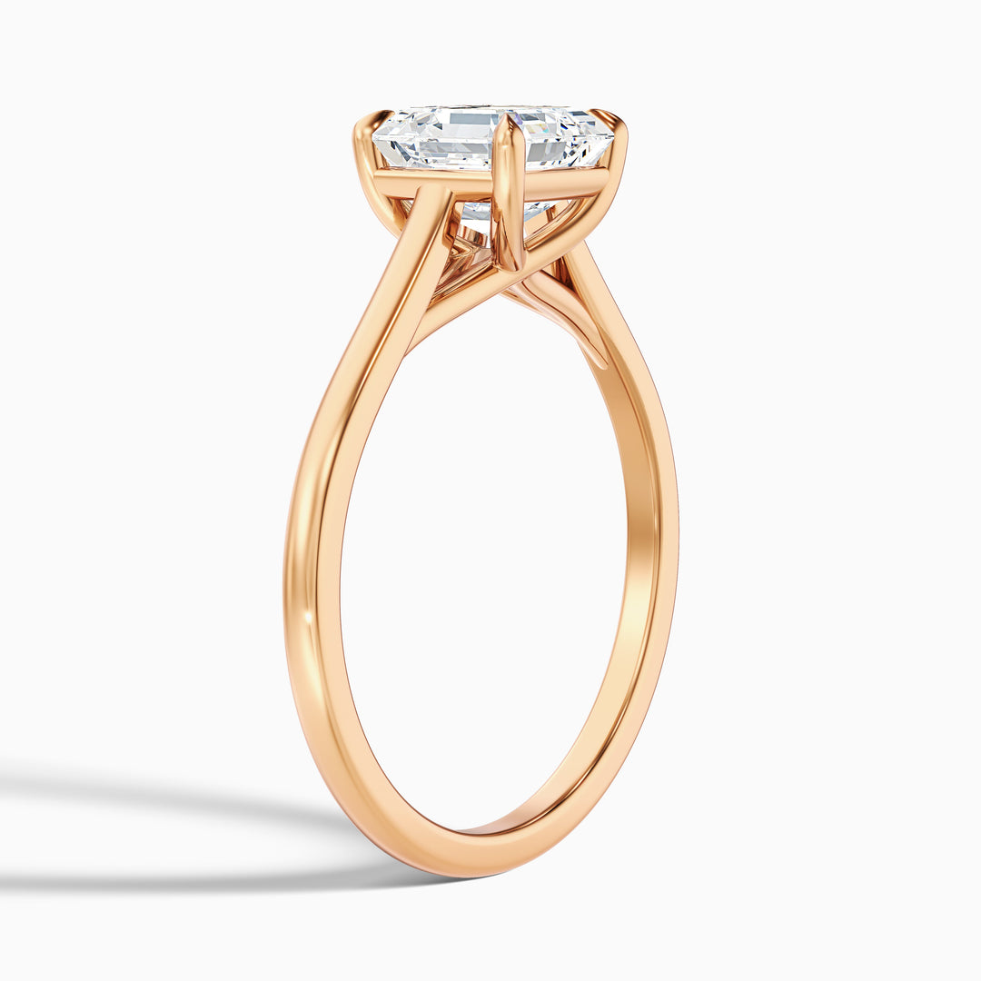 April 2 Carat Asscher Cut Solitaire Lab Grown Diamond Ring in 14k Rose Gold - Detail View
