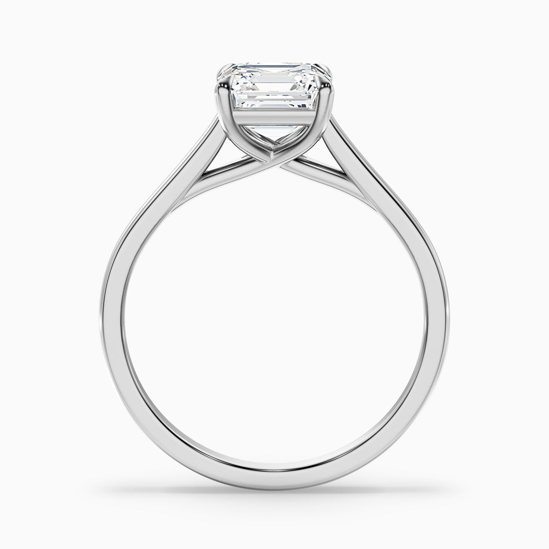 April 2.5 Carat Asscher Cut Solitaire Lab Grown Diamond Ring in 14k Rose Gold - Side View