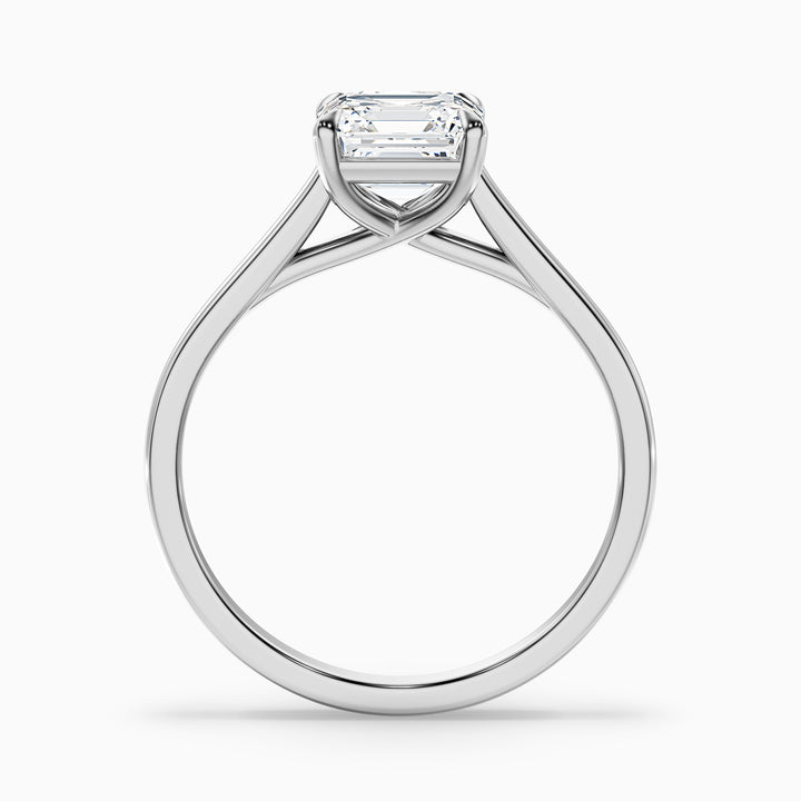 April 2.5 Carat Asscher Cut Solitaire Lab Grown Diamond Ring in 14k Rose Gold - Side View