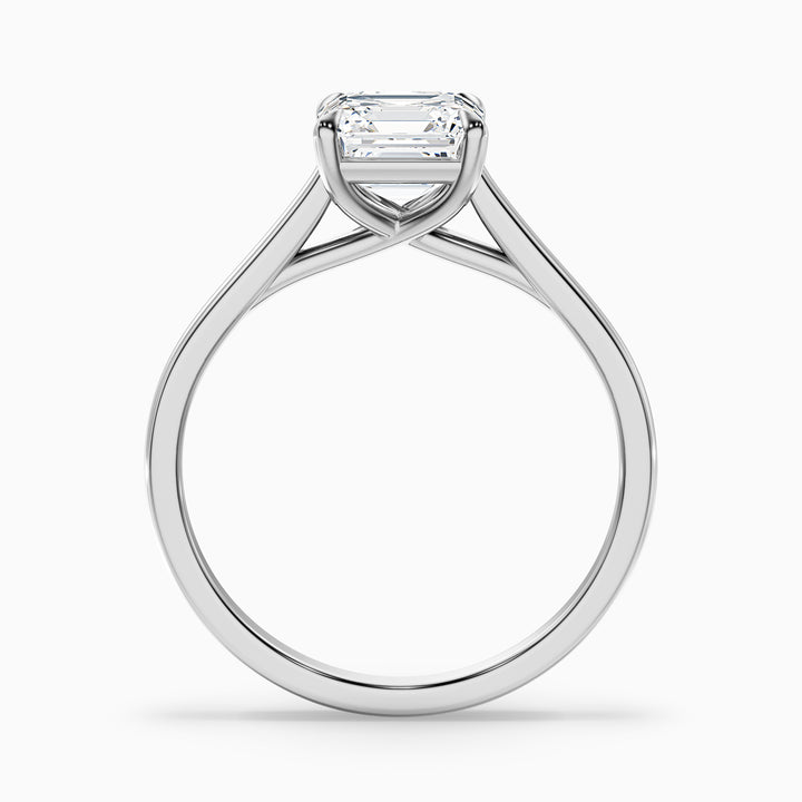 April 2 Carat Asscher Cut Solitaire Lab Grown Diamond Ring in 14k Rose Gold - Side View