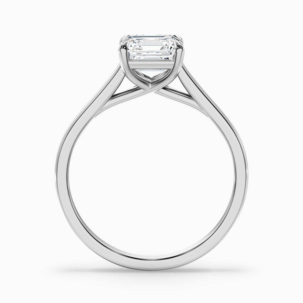 April 3 Carat Asscher Cut Solitaire Lab Grown Diamond Ring in 10k White Gold - Side View