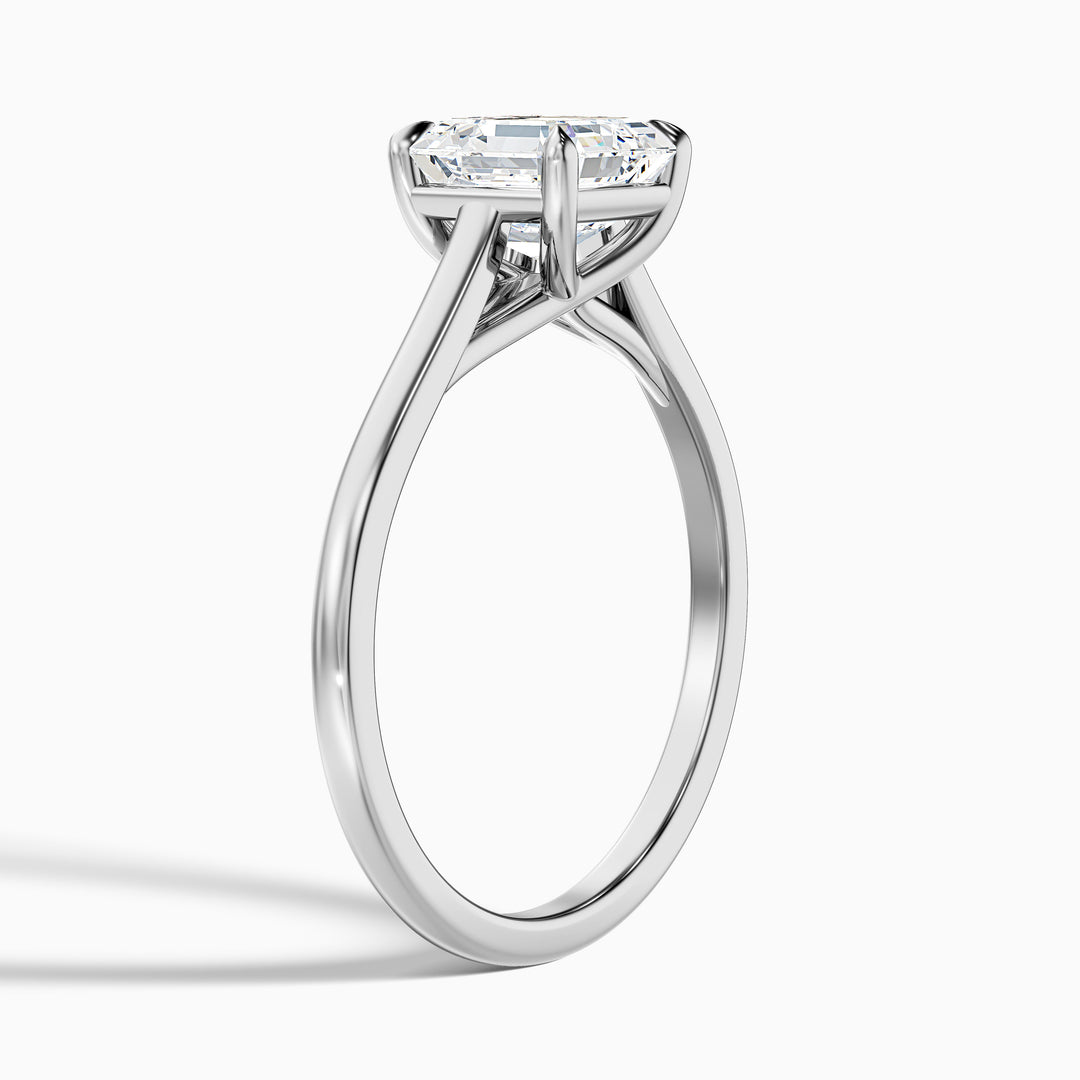 April 2 Carat Asscher Cut Solitaire Lab Grown Diamond Ring in 18k White Gold - Detail View