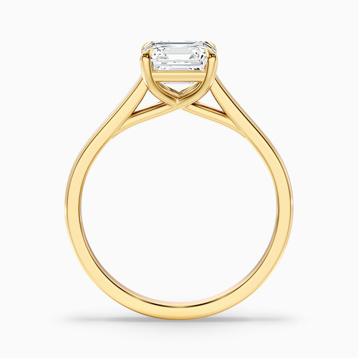 April 3 Carat Asscher Cut Solitaire Lab Grown Diamond Ring in 14k Rose Gold - Side View