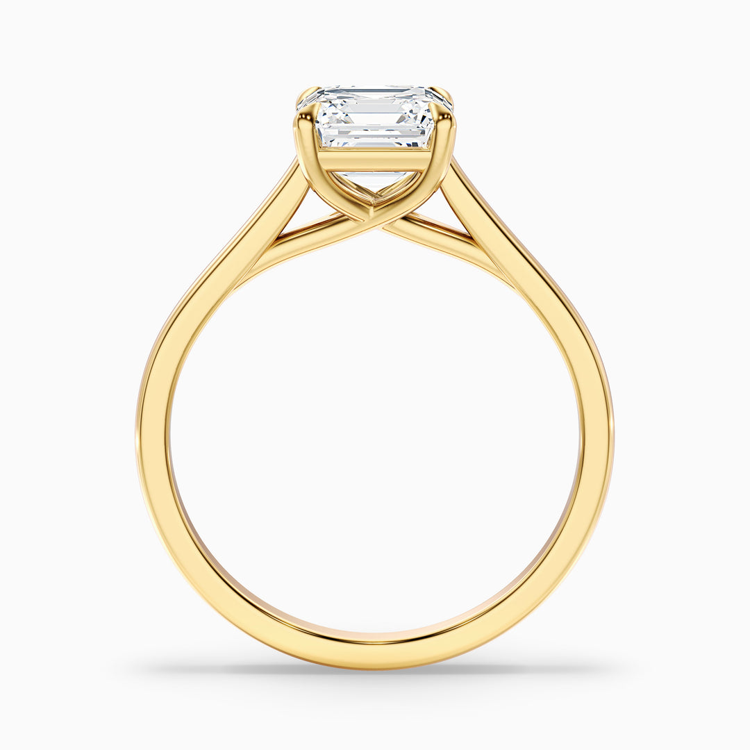 April 2.5 Carat Asscher Cut Solitaire Lab Grown Diamond Ring in 14k Rose Gold - Side View