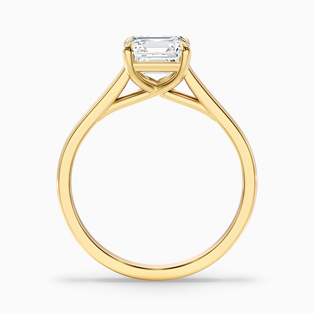 April 1 Carat Asscher Cut Solitaire Lab Grown Diamond Ring in 18k Yellow Gold - Side View