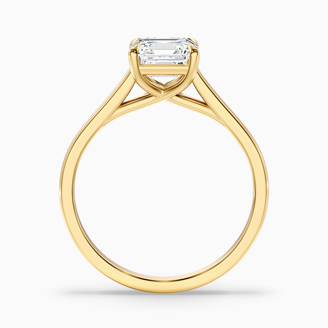 April 2 Carat Asscher Cut Solitaire Lab Grown Diamond Ring in 14k Rose Gold - Side View