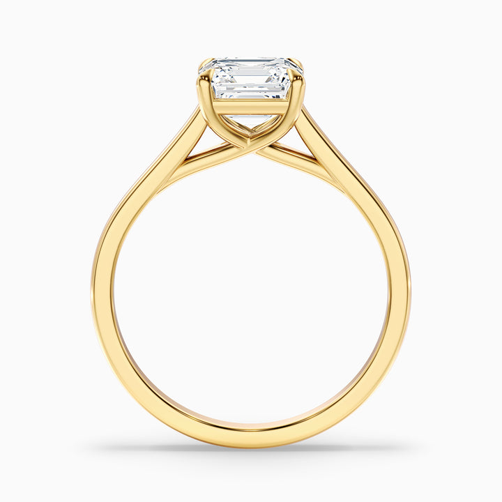 April 2 Carat Asscher Cut Solitaire Lab Grown Diamond Ring in 14k Rose Gold - Side View