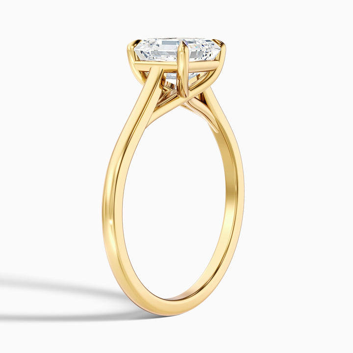 April 2 Carat Asscher Cut Solitaire Lab Grown Diamond Ring in 14k Rose Gold - Detail View