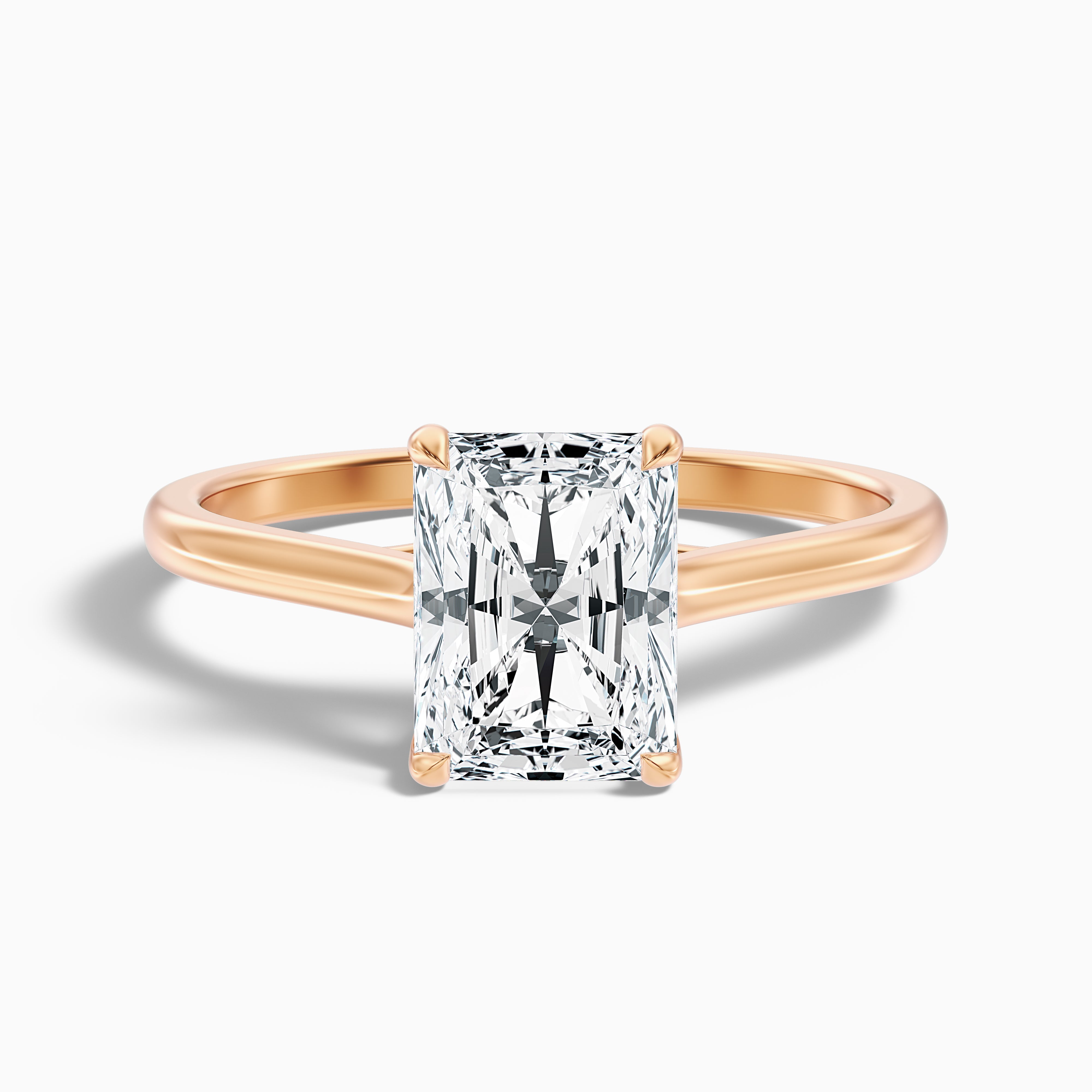 Alia 1.5 Carat Radiant Cut Solitaire Moissanite Engagement Ring in 18k Rose Gold